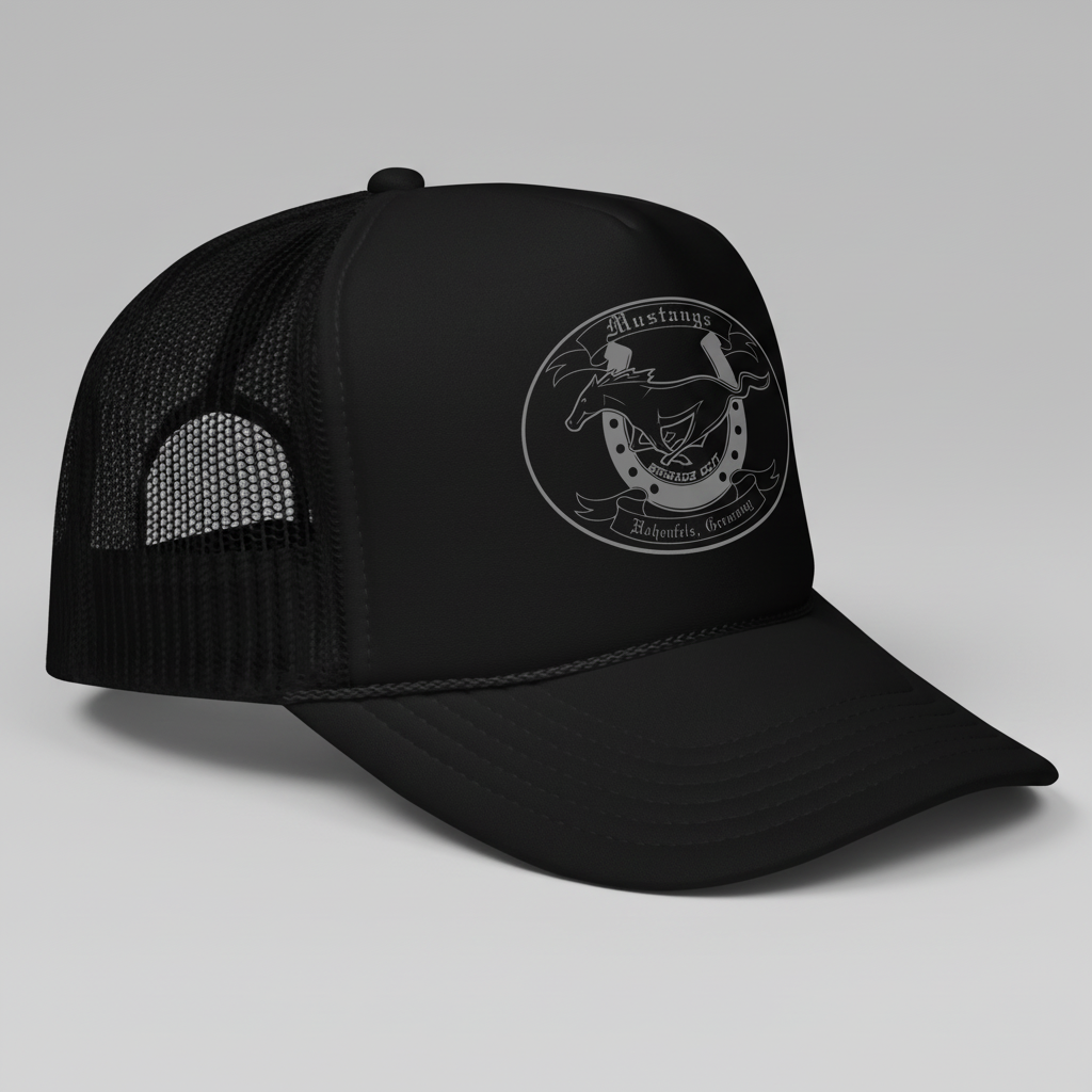 Mustang OC/T Hohenfels Germany Trucker Hat | Military Mesh Cap | Black Foam Hat SNAFU Customs