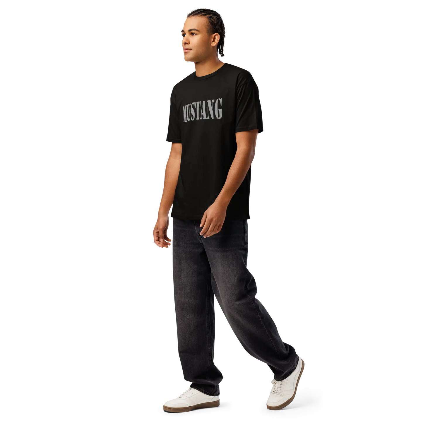 mustang oc t shirt angled front view black military apparel