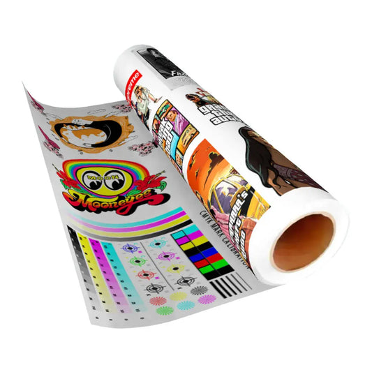 "Illustration of DTF gang sheet layout with multiple graphics grouped together