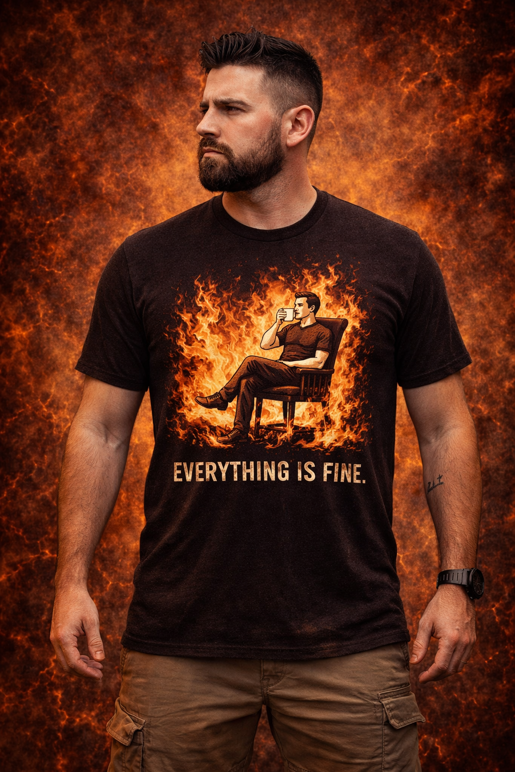 Out of F*cks “Everything Is Fine” T-Shirt | Dark Humor Graphic Tee | Military Sarcasm Shirt | SNAFU Customs SNAFU Customs