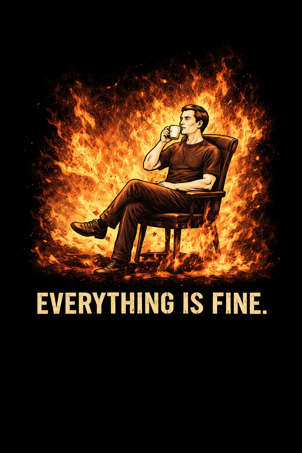 Out of F*cks “Everything Is Fine” T-Shirt | Dark Humor Graphic Tee | Military Sarcasm Shirt | SNAFU Customs SNAFU Customs