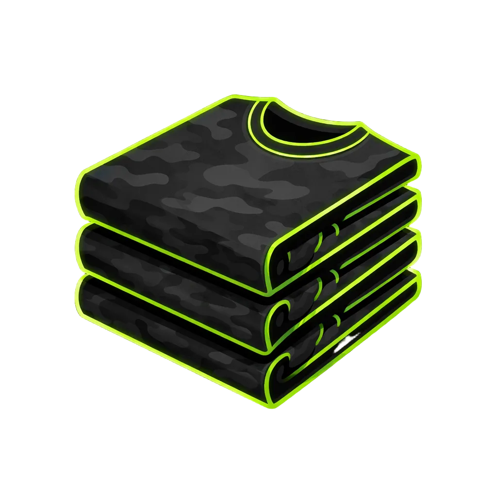 Icon of stacked bulk t-shirts representing powerful wholesale and bulk orderingfor custom DTF gang sheets