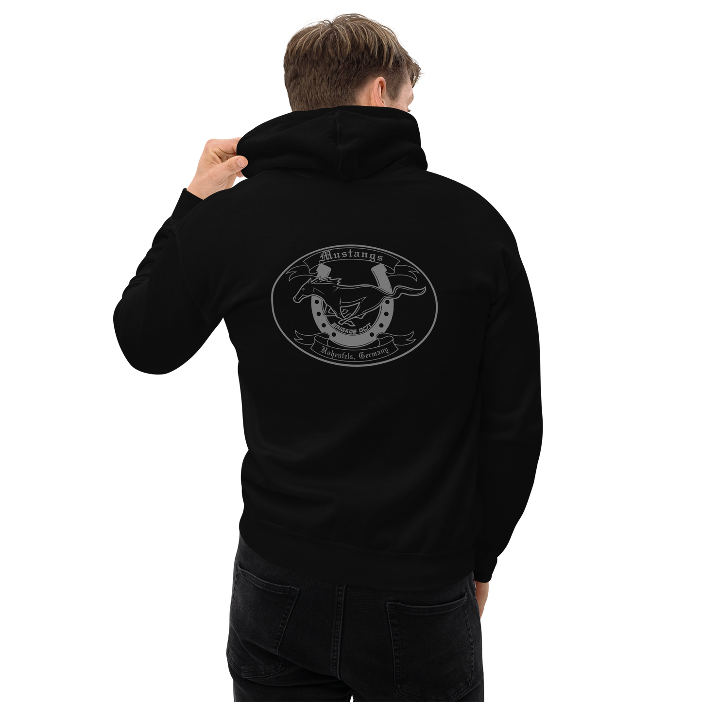 mustang oc t hoodie back design hohenfels germany black hoodie