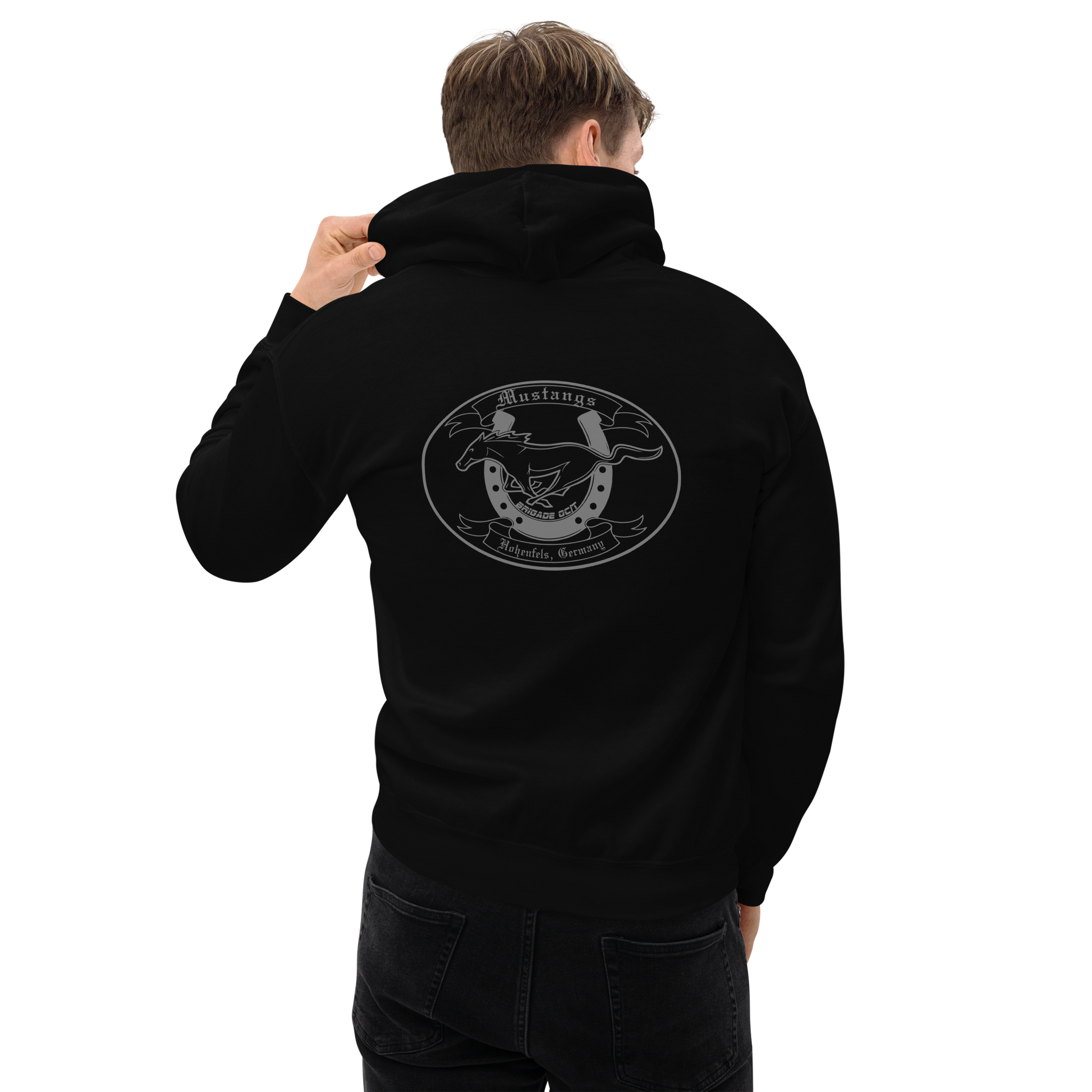 mustang oc t hoodie back design hohenfels germany black hoodie