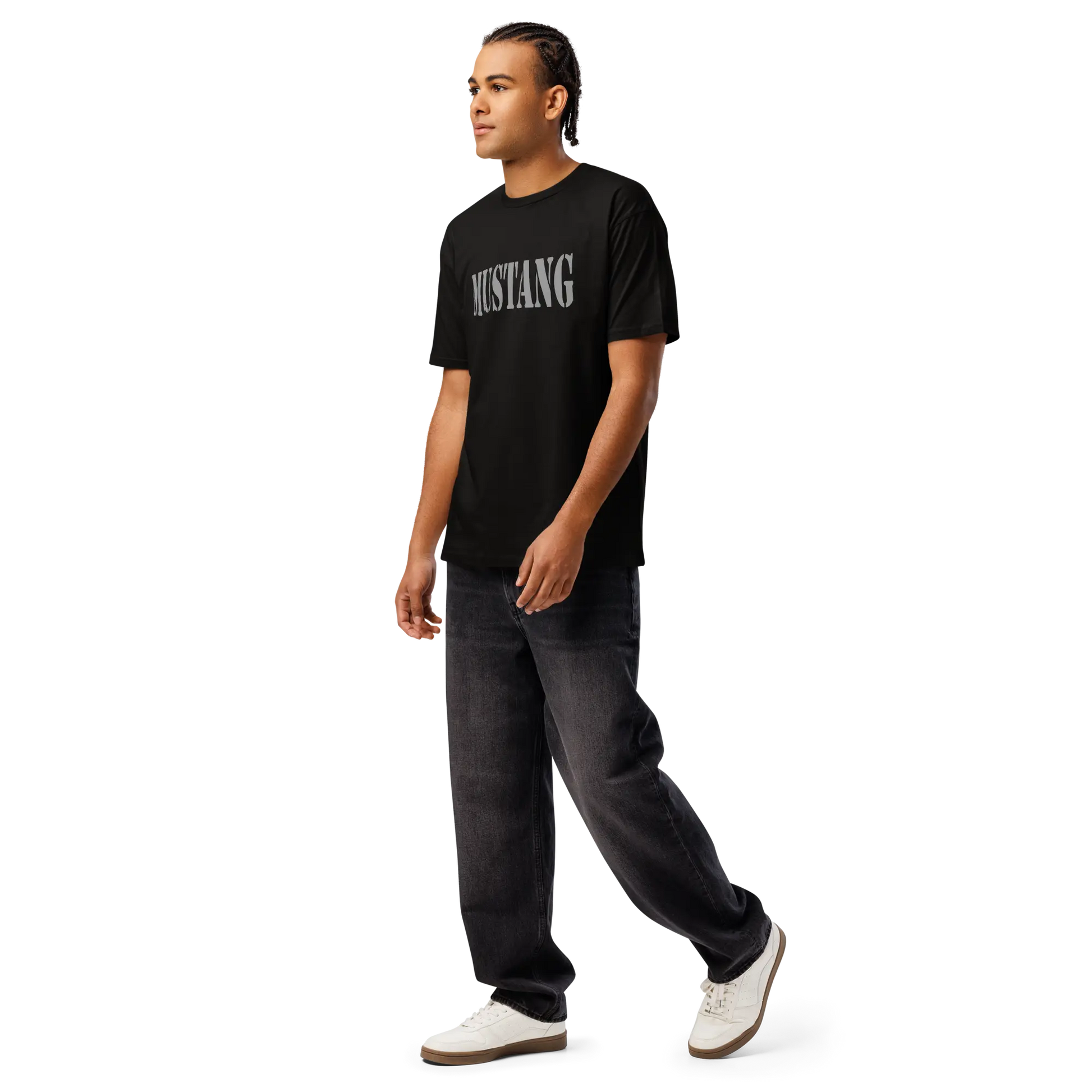 mustang oc t shirt angled front view black military apparel