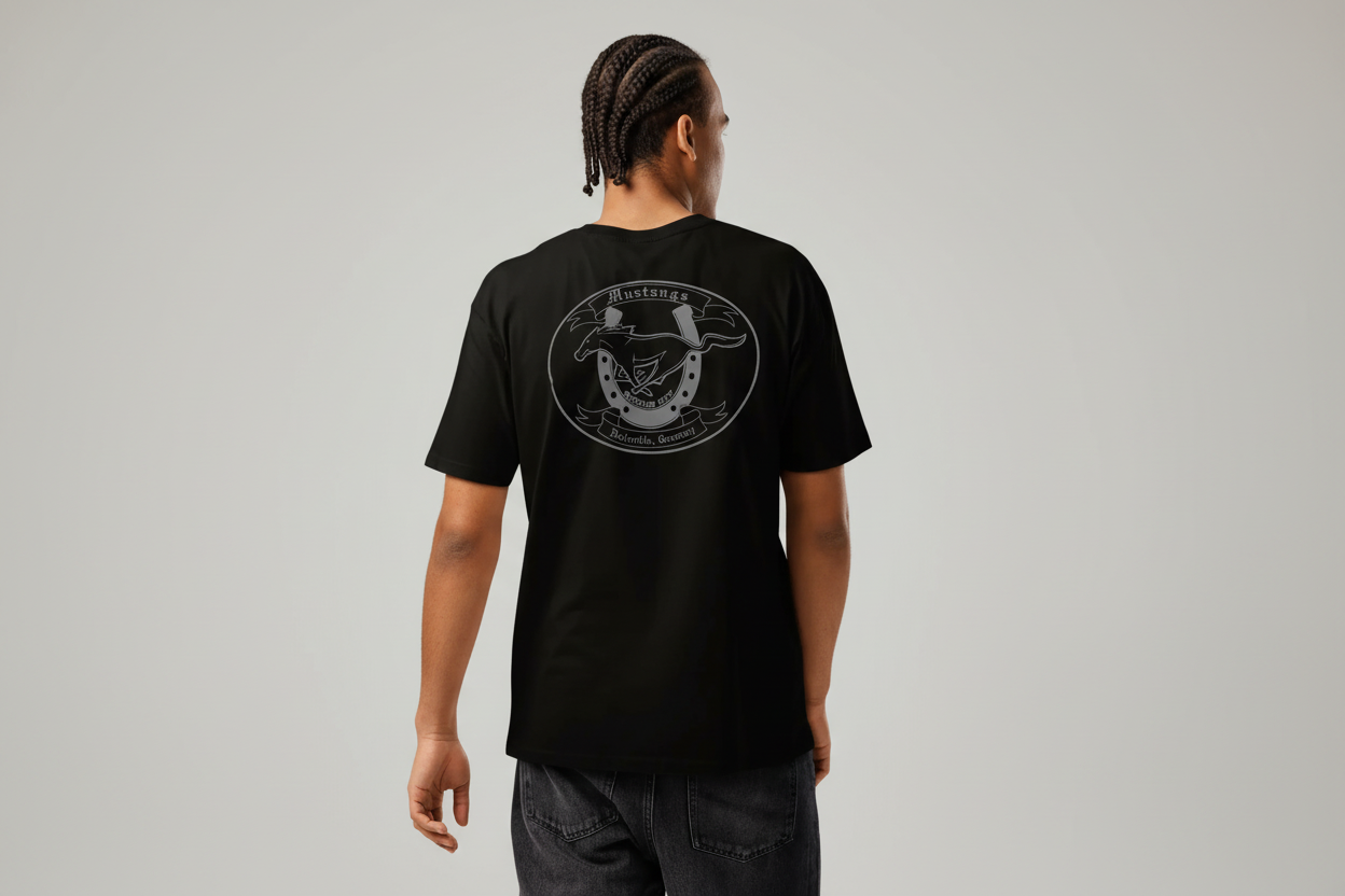 mustang oc t shirt back design hohenfels germany black tee
