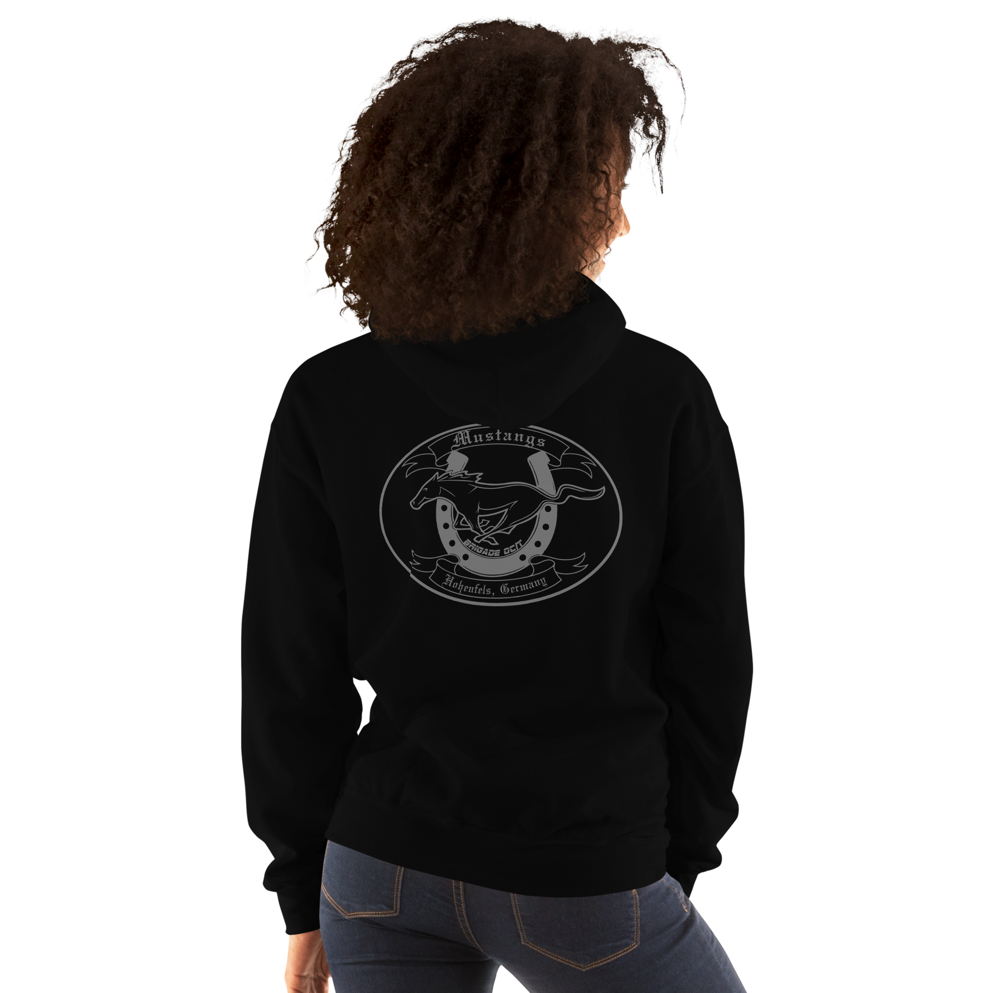 Mustang OC/T Hohenfels Germany Hoodie | Military Unit Pullover | Heavy Blend Black Hoodie SNAFU Customs
